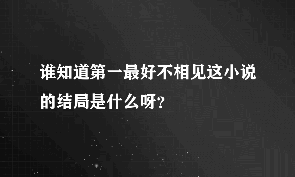 谁知道第一最好不相见这小说的结局是什么呀？