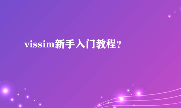 vissim新手入门教程？