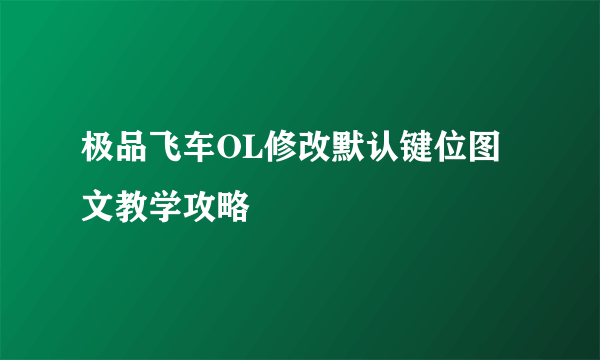 极品飞车OL修改默认键位图文教学攻略