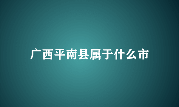 广西平南县属于什么市