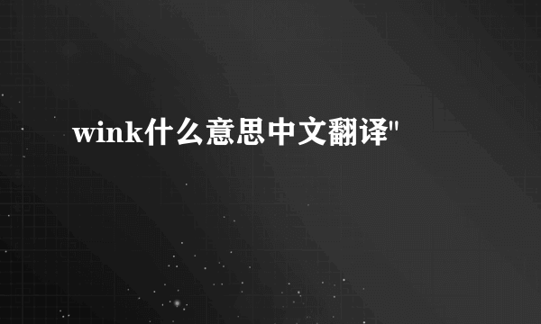 wink什么意思中文翻译