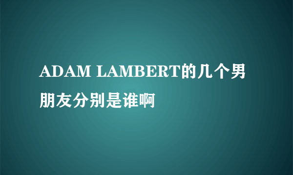 ADAM LAMBERT的几个男朋友分别是谁啊