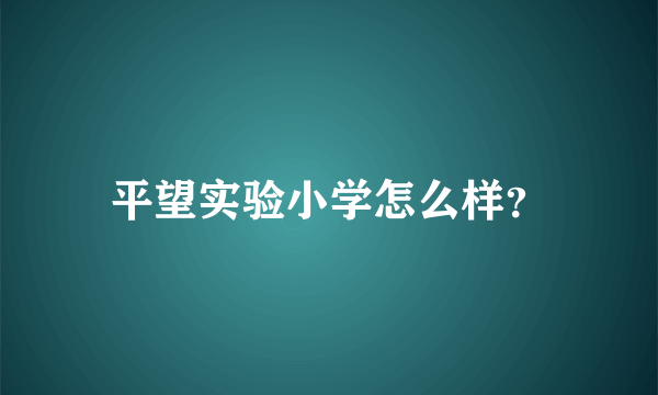 平望实验小学怎么样？