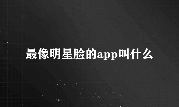 最像明星脸的app叫什么