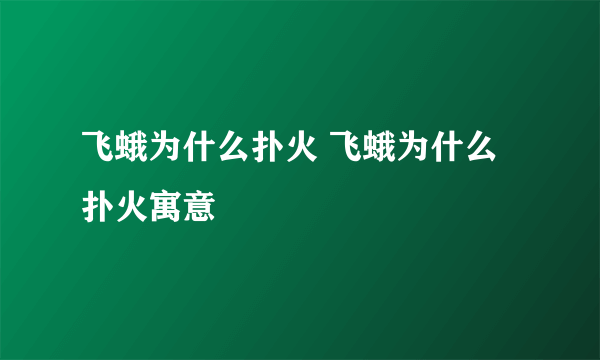 飞蛾为什么扑火 飞蛾为什么扑火寓意