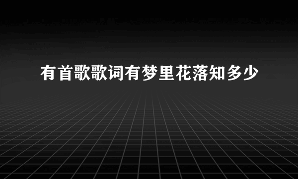 有首歌歌词有梦里花落知多少