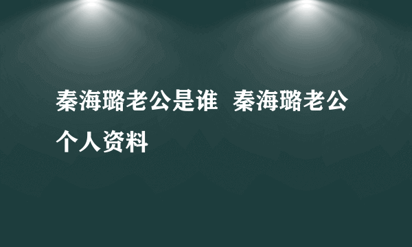 秦海璐老公是谁  秦海璐老公个人资料