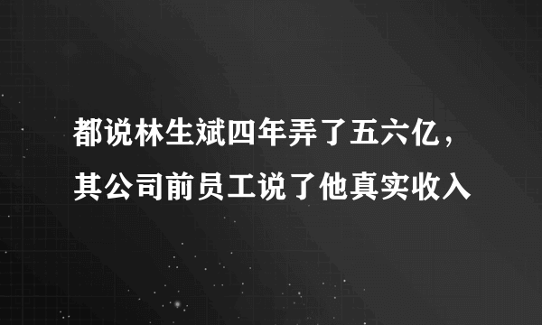 都说林生斌四年弄了五六亿，其公司前员工说了他真实收入