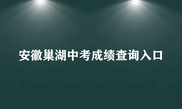 安徽巢湖中考成绩查询入口