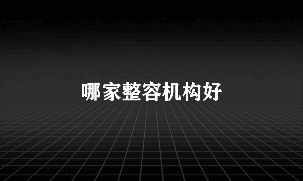 哪家整容机构好