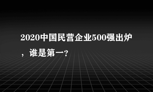 2020中国民营企业500强出炉，谁是第一？