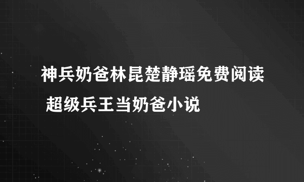 神兵奶爸林昆楚静瑶免费阅读 超级兵王当奶爸小说