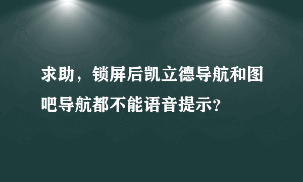 求助，锁屏后凯立德导航和图吧导航都不能语音提示？