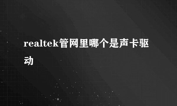 realtek管网里哪个是声卡驱动