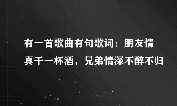 有一首歌曲有句歌词：朋友情真干一杯酒，兄弟情深不醉不归