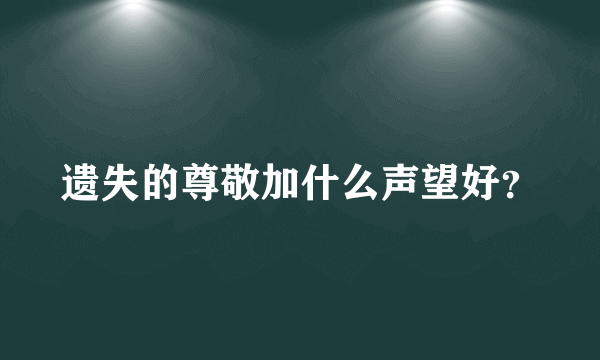 遗失的尊敬加什么声望好？