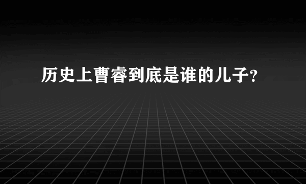 历史上曹睿到底是谁的儿子？