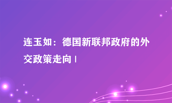 连玉如：德国新联邦政府的外交政策走向 |