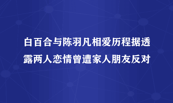 白百合与陈羽凡相爱历程据透露两人恋情曾遭家人朋友反对