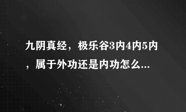 九阴真经，极乐谷3内4内5内，属于外功还是内功怎么样，本人现在君子，不想玩了，推荐个内功门派。无根