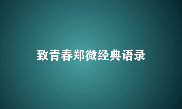 致青春郑微经典语录