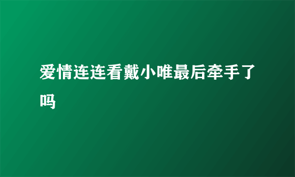 爱情连连看戴小唯最后牵手了吗