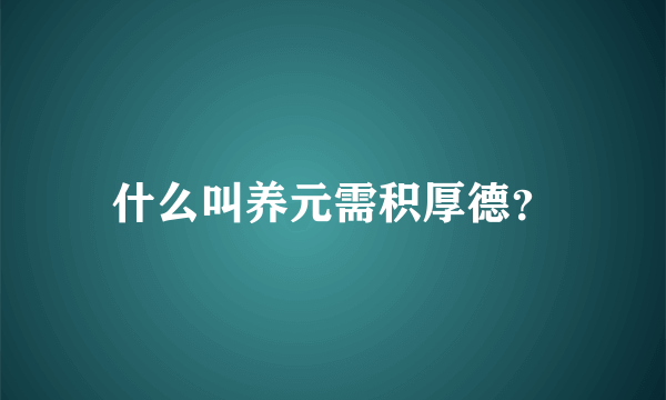 什么叫养元需积厚德？