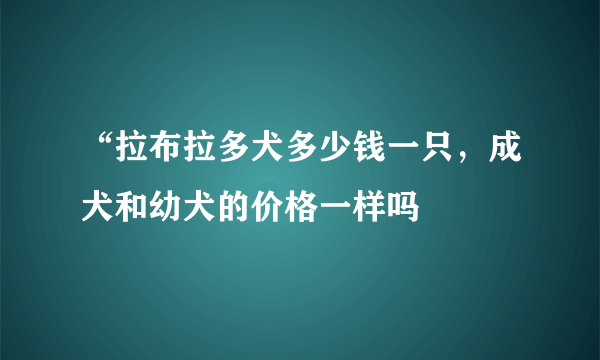 “拉布拉多犬多少钱一只，成犬和幼犬的价格一样吗