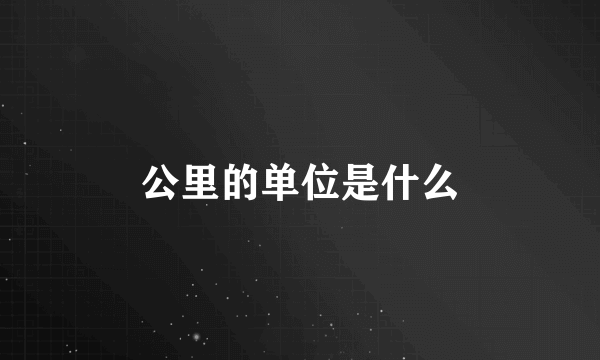 公里的单位是什么