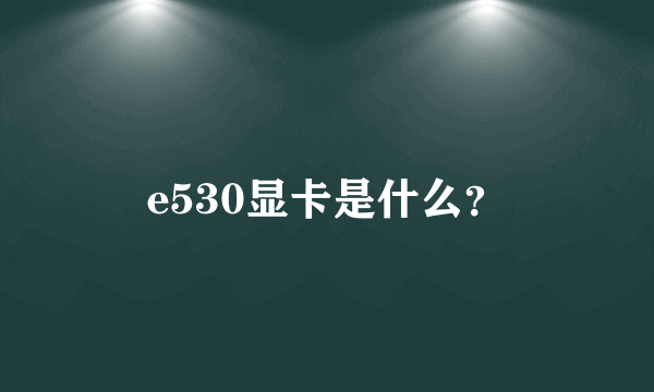 e530显卡是什么？