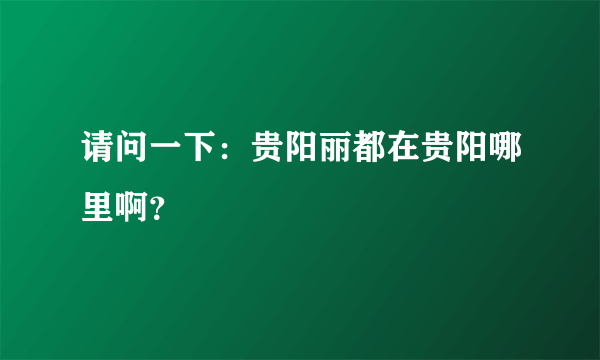 请问一下：贵阳丽都在贵阳哪里啊？