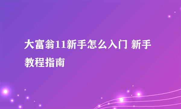 大富翁11新手怎么入门 新手教程指南