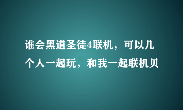 谁会黑道圣徒4联机，可以几个人一起玩，和我一起联机贝