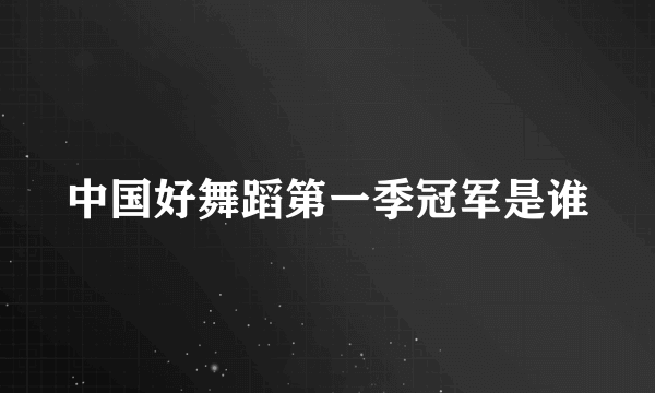 中国好舞蹈第一季冠军是谁