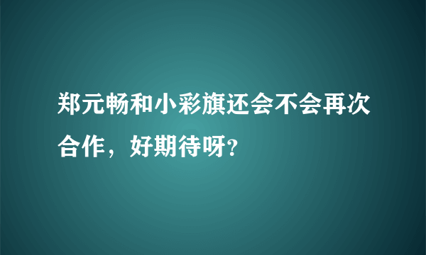 郑元畅和小彩旗还会不会再次合作，好期待呀？