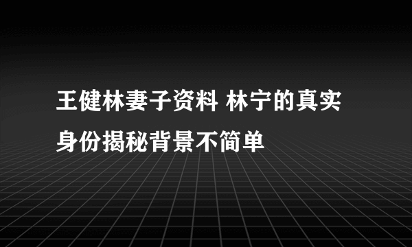 王健林妻子资料 林宁的真实身份揭秘背景不简单