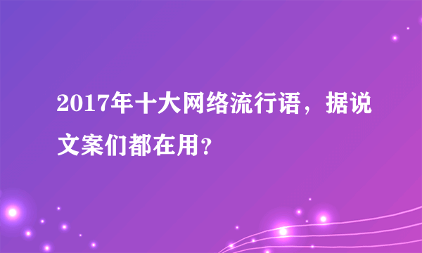 2017年十大网络流行语，据说文案们都在用？