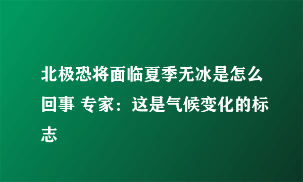 北极恐将面临夏季无冰是怎么回事 专家：这是气候变化的标志