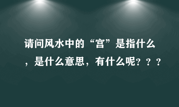 请问风水中的“宫”是指什么，是什么意思，有什么呢？？？