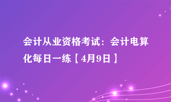 会计从业资格考试：会计电算化每日一练【4月9日】