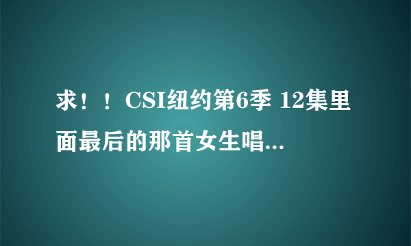 求！！CSI纽约第6季 12集里面最后的那首女生唱得歌叫什么名字？谁唱的？谢谢