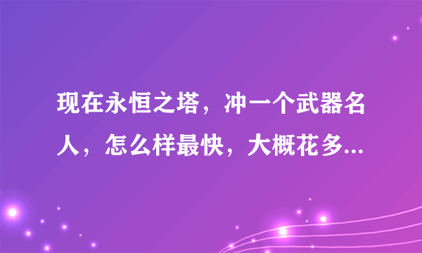 现在永恒之塔，冲一个武器名人，怎么样最快，大概花多少基纳？谢谢！