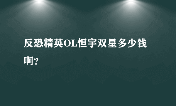 反恐精英OL恒宇双星多少钱啊？