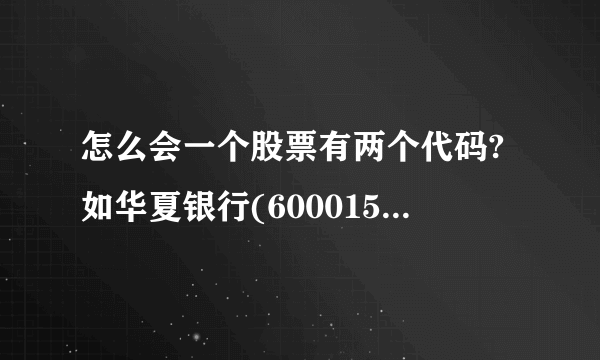 怎么会一个股票有两个代码?如华夏银行(600015,003015)