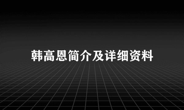 韩高恩简介及详细资料