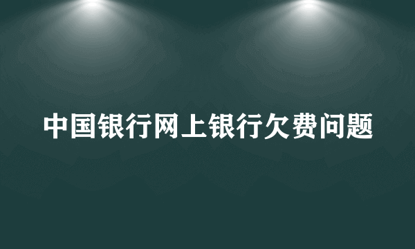 中国银行网上银行欠费问题