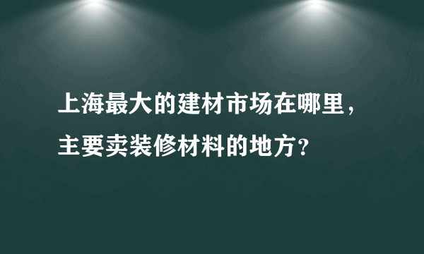 上海最大的建材市场在哪里，主要卖装修材料的地方？