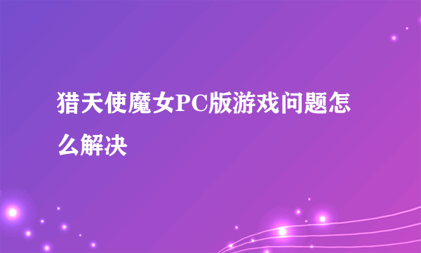 猎天使魔女PC版游戏问题怎么解决