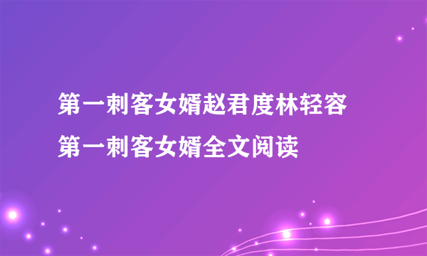 第一刺客女婿赵君度林轻容 第一刺客女婿全文阅读