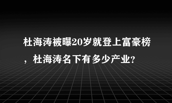 杜海涛被曝20岁就登上富豪榜，杜海涛名下有多少产业？